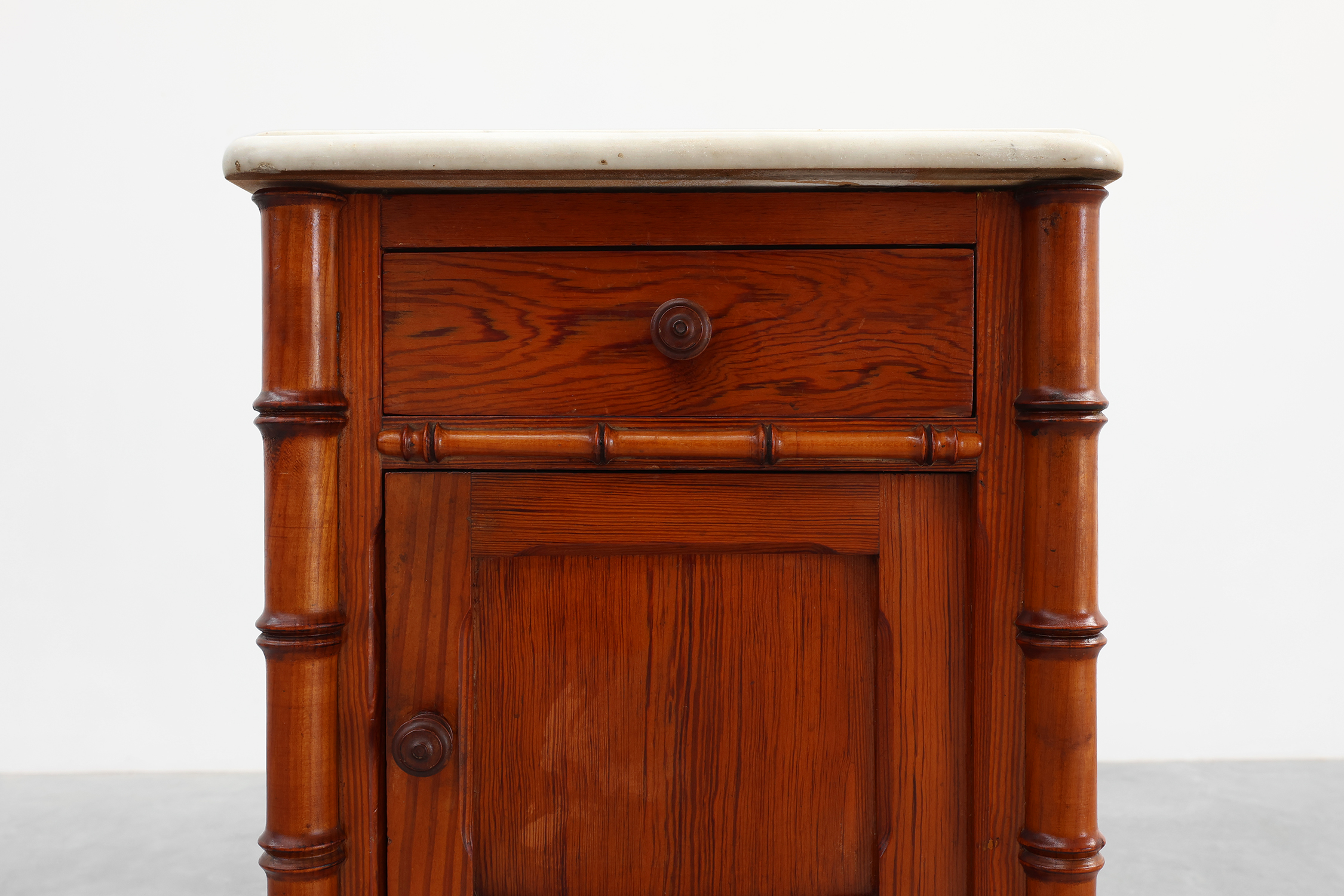 Late 19th century Faux bamboo and marble bedside table, Francethumbnail